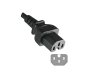 Preview: Power Cord CEE 7/7 90° to hot appliance plug C15, 1mm², VDE, black, length 1,80m, DINIC box